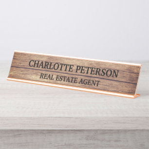 Rustic Wood Professional  Desk Name Plate