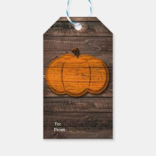 Rustic Wood Pumpkin Country Halloween Fall Autumn Gift Tags