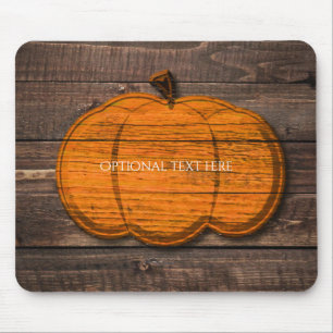 Rustic Wood Pumpkin Country Halloween Fall Autumn Mouse Pad