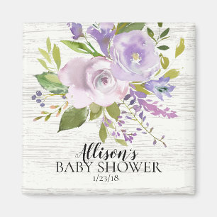 Rustic Wood Purple Lavender Shower Favour Magnet