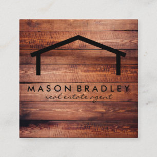 Rustic Wood / Real Estate Square Business Card