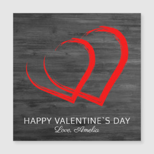 Rustic Wood Red Heart Happy Valentine`s Day Card