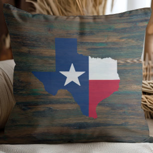 Rustic Wood Red White Blue Texas Add Name Cushion