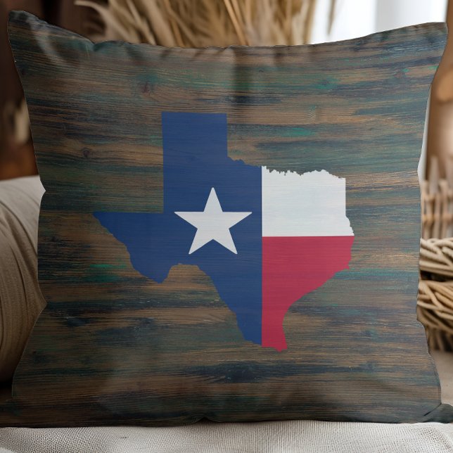 Rustic Wood Red White Blue Texas Add Name Cushion (Creator Uploaded)