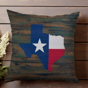 Rustic Wood Red White Blue Texas Add Name Cushion