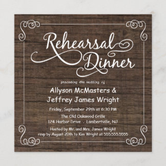 Rustic Wood Rehearsal Dinner Invitations