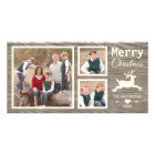 Rustic Wood Reindeer Beige Christmas Photo