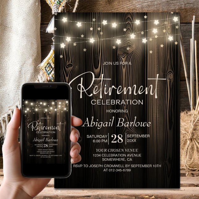 Rustic Wood Retirement Party Invitation (Creator Uploaded)