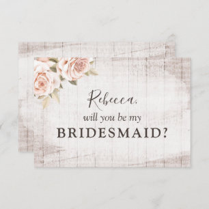 Rustic Wood Romantic Roses Bridal Party Proposal Invitation