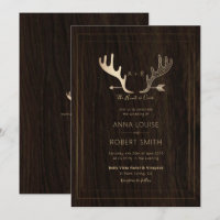 Rustic Wood Rose Gold Antlers Arrow Wedding