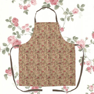 Rustic wood roses pattern apron