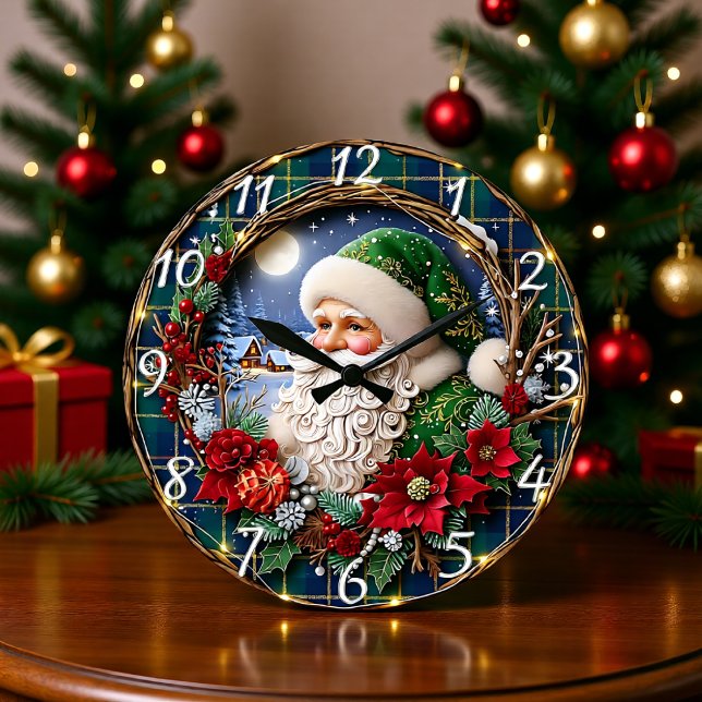 Rustic Wood Santa Merry Large Clock (Creator Uploaded)