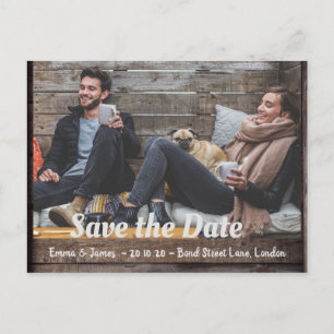 Rustic Wood Save the Date Announcement Postcard