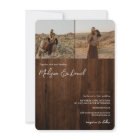 Rustic wood script names 3 photos qr code wedding