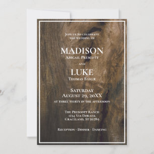Rustic Wood Simple Minimalist Wedding  Invitation