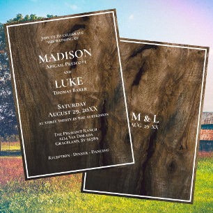 Rustic Wood Simple Minimalist Wedding Invitation