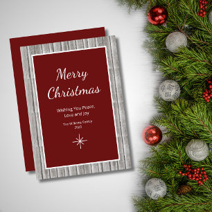 Rustic Wood Simple Red Christmas Holiday Card