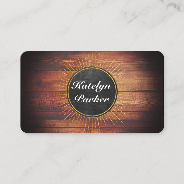 Rustic Wood Slate Texture Ray Elements Business Card (Front)