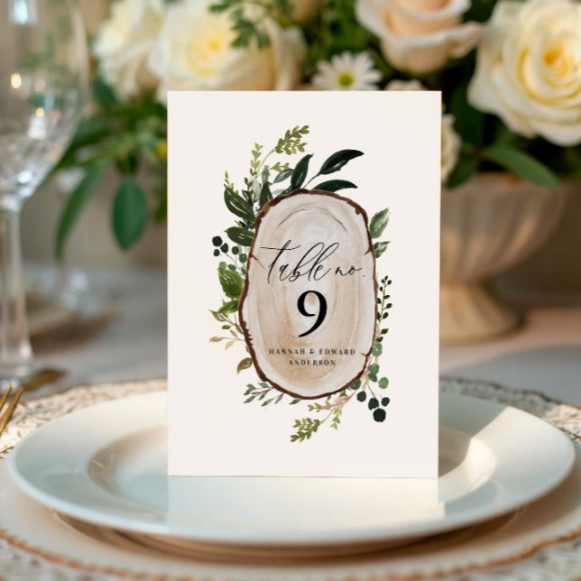 Rustic Wood Slice Greenery Botanical Wedding Table (Creator Uploaded)
