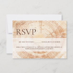 Rustic Wood Slice Tree Ring Wedding reserved seats RSVP Card