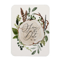Rustic wood slice wedding save the date