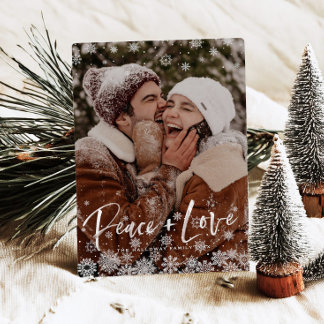 Rustic Wood Snowflake Collage Christmas Photo Card
