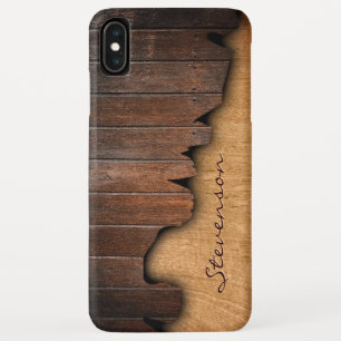Rustic Wood Splintered Wood Look - Monogram Name Case-Mate iPhone Case