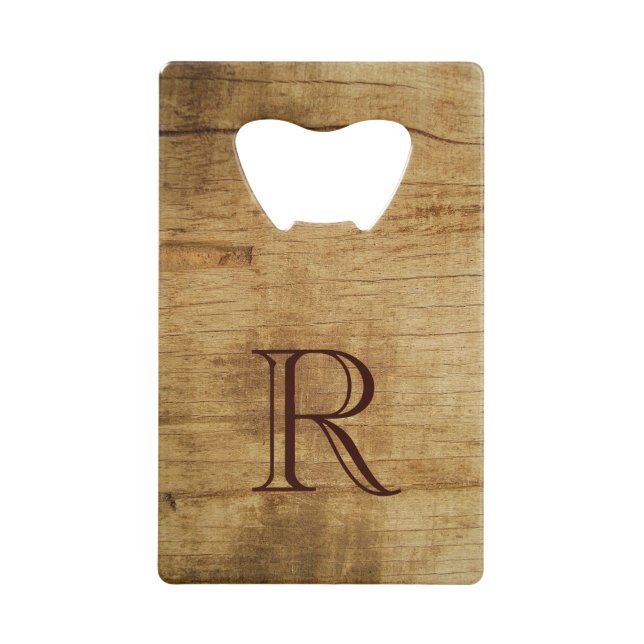 Rustic Wood Stainless Steel Bottle Opener (Front)