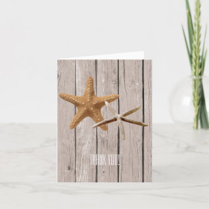 Rustic Wood Starfish Beach Thank You Card