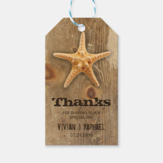 Rustic Wood & Starfish Wedding Thank You Gift Tags