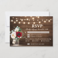Rustic Wood String Lights Burgundy Floral Wedding