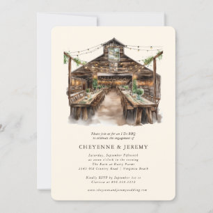 Rustic Wood String Lights I Do BBQ Invitation