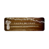 Rustic Wood String Lights Mason Jar Address Label