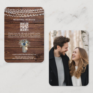 Rustic Wood String Lights Mason Jar Wedding Enclosure Card