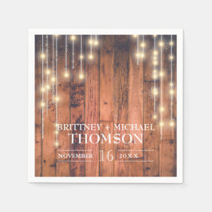 Rustic Wood String Lights Napkins