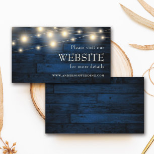 Rustic Wood String Lights Navy Blue Website Enclosure Card