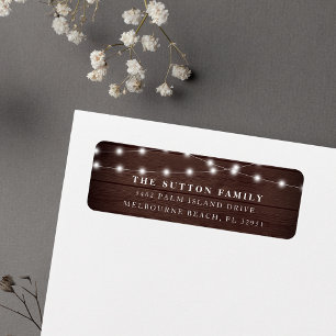 Rustic Wood String Lights Return Address