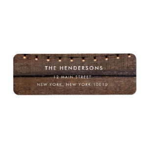 Rustic Wood String Lights Return Address Label