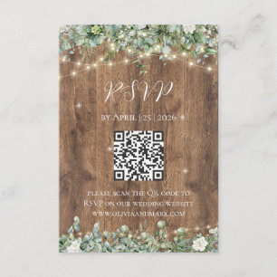 Rustic Wood & String Lights RSVP Card   Barn