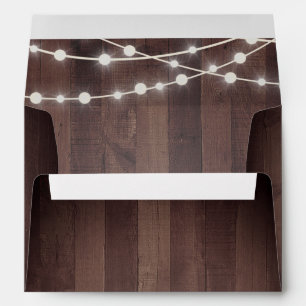 Rustic Wood String Lights Wedding Envelope