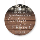 Rustic Wood String Lights Wedding Favour Thank You