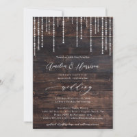 Rustic Wood String Lights Wedding Invitation
