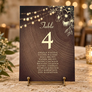 Rustic Wood & String Lights Wedding Seating Chart