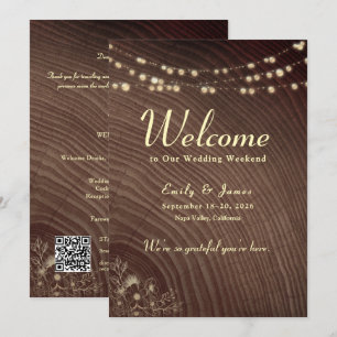 Rustic Wood String Lights Wedding Welcome Letter Invitation