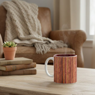 Rustic Wood Striped Two-Tone Coffee Mug