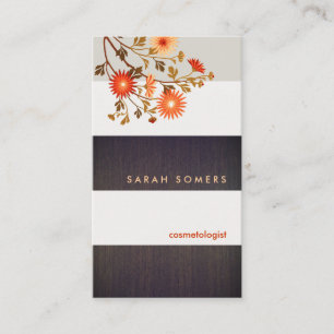 Rustic Wood Stripes Wild Flowers Floral Business Card