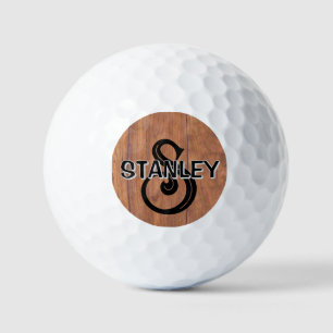 Rustic Wood-Style Personalized Golf Balls
