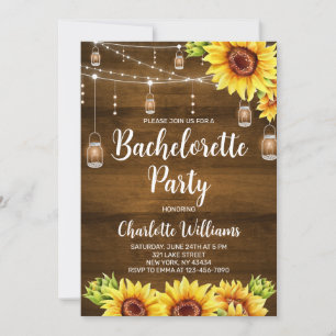 Rustic Wood Sunflower Bachelorette Party Invitation