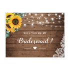 Rustic Wood Sunflower Be My Bridesmaid Proposal