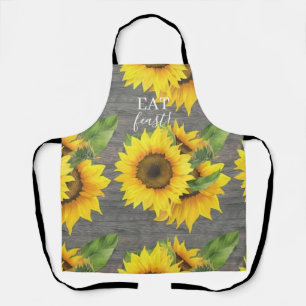 Rustic Wood Sunflower Bon Appetit Chef Apron